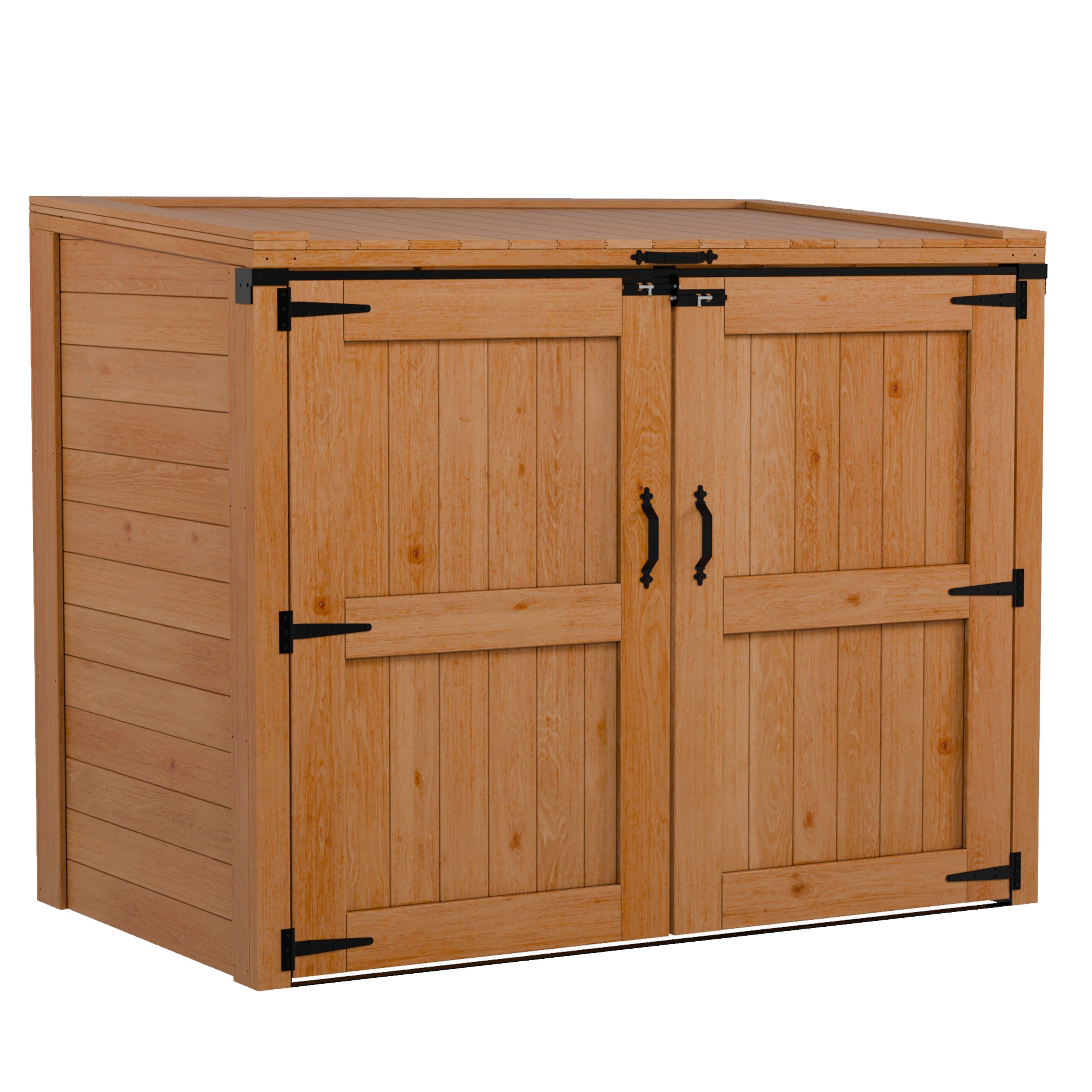 Garbin | Medium 5.5 ft. x 3.2 ft. | Solid Cedar Wood | Heavy Duty | Trash Can & Recycling Bin | Horizontal Storage Shed | with Double Doors & Lid | with Protective Finish | 17.5 sq .ft.