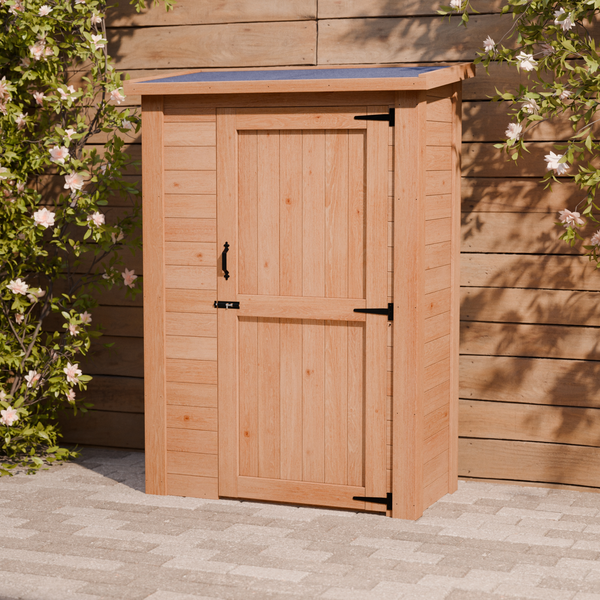 CedarCraft | Heavy Duty | 4 ft. x 2 ft. | Solid Cedar Wood | Lean To Storage Shed | with Single Door and Modern Pent Roof | Protective Finish | 8 sq. ft.