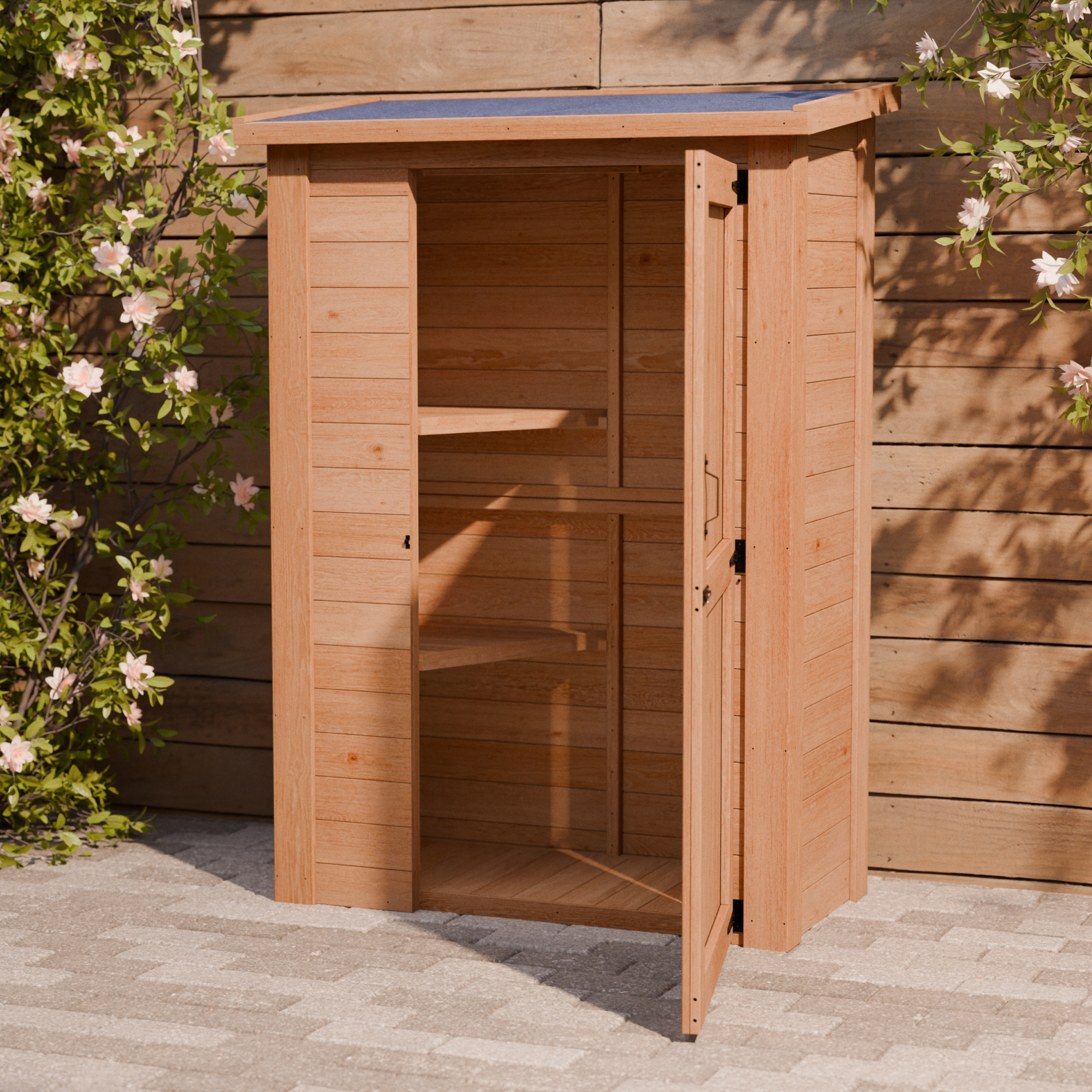 CedarCraft | Heavy Duty | 4 ft. x 2 ft. | Solid Cedar Wood | Lean To Storage Shed | with Single Door and Modern Pent Roof | Protective Finish | 8 sq. ft.