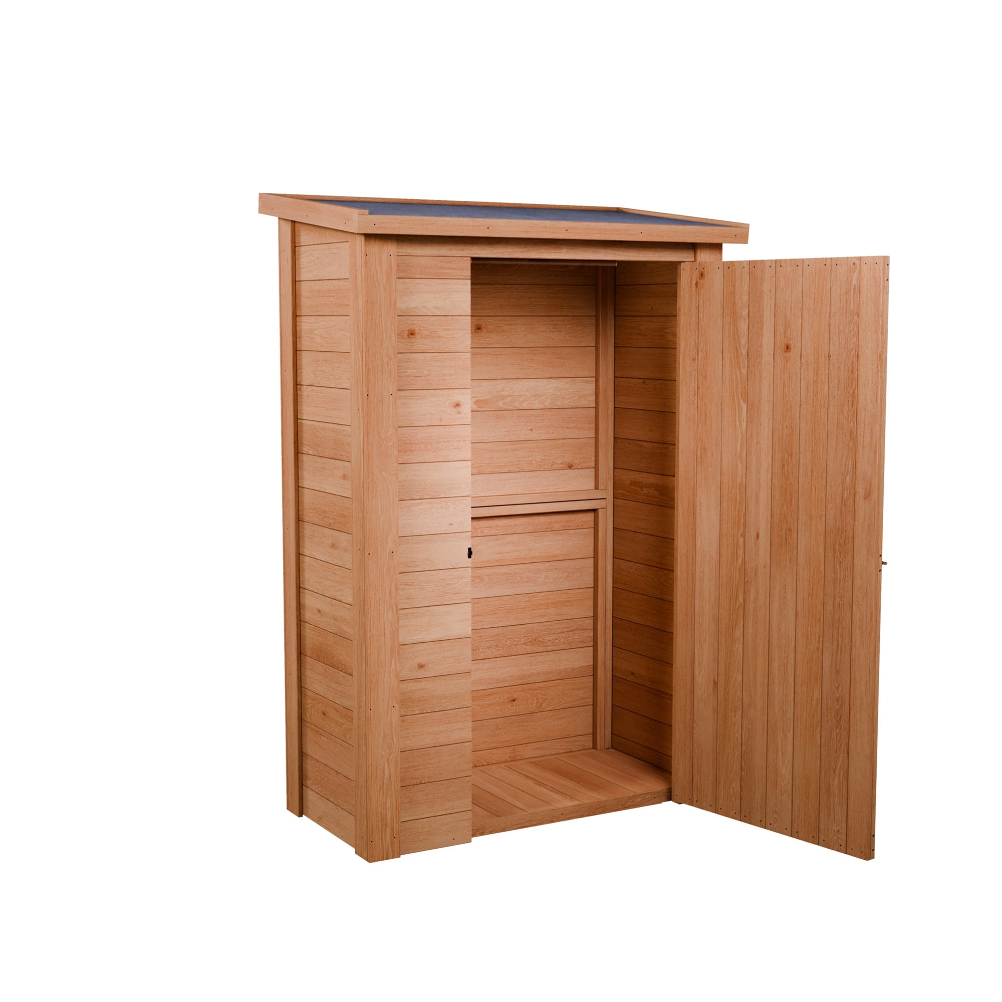 CedarCraft | Heavy Duty | 4 ft. x 2 ft. | Solid Cedar Wood | Lean To Storage Shed | with Single Door and Modern Pent Roof | Protective Finish | 8 sq. ft.
