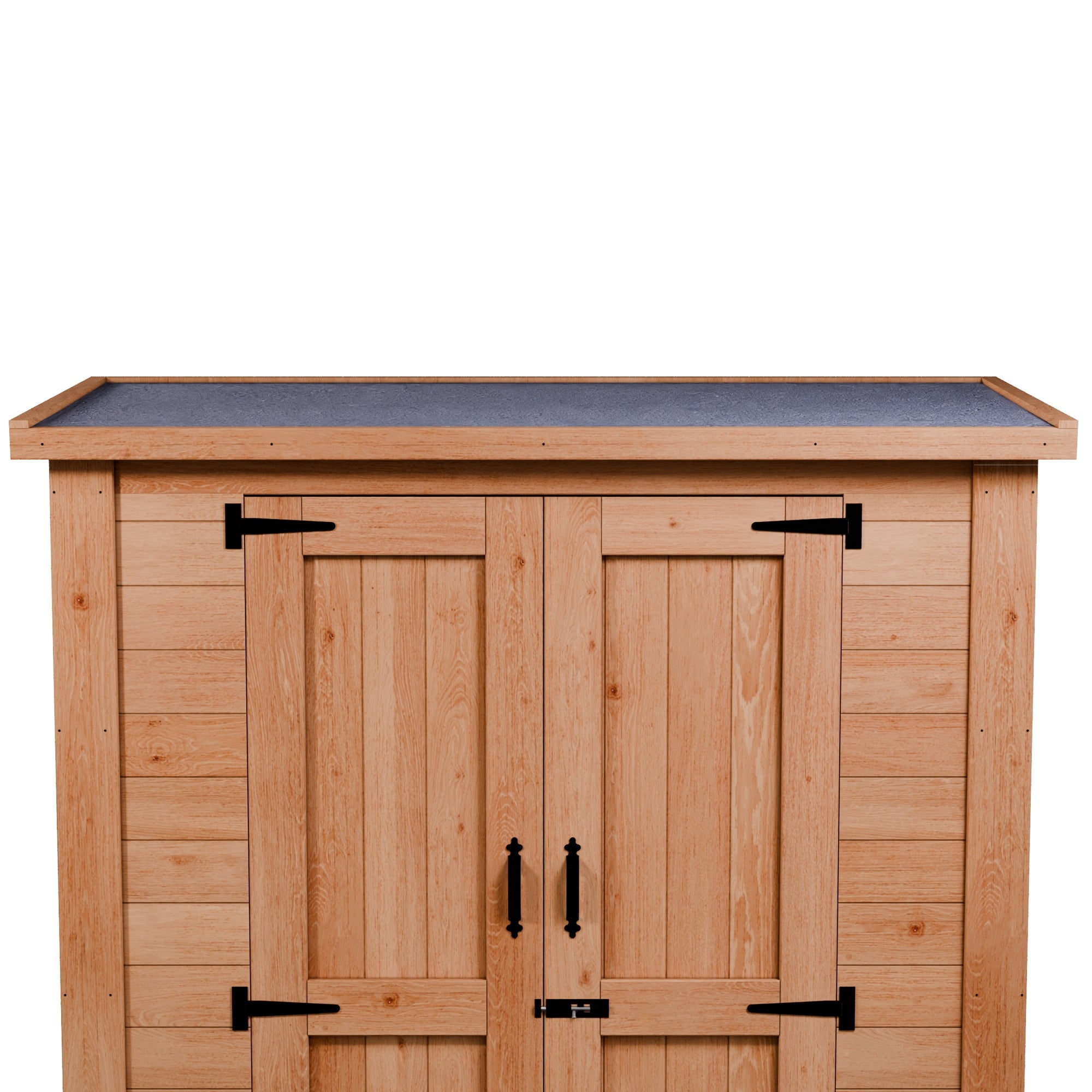 CedarCraft | Heavy Duty | 5 ft. x 2.5 ft. | Solid Cedar Wood | Lean To Storage Shed | with Double Doors and Modern Pent Roof | Protective finish | 12.5 sq. Ft.