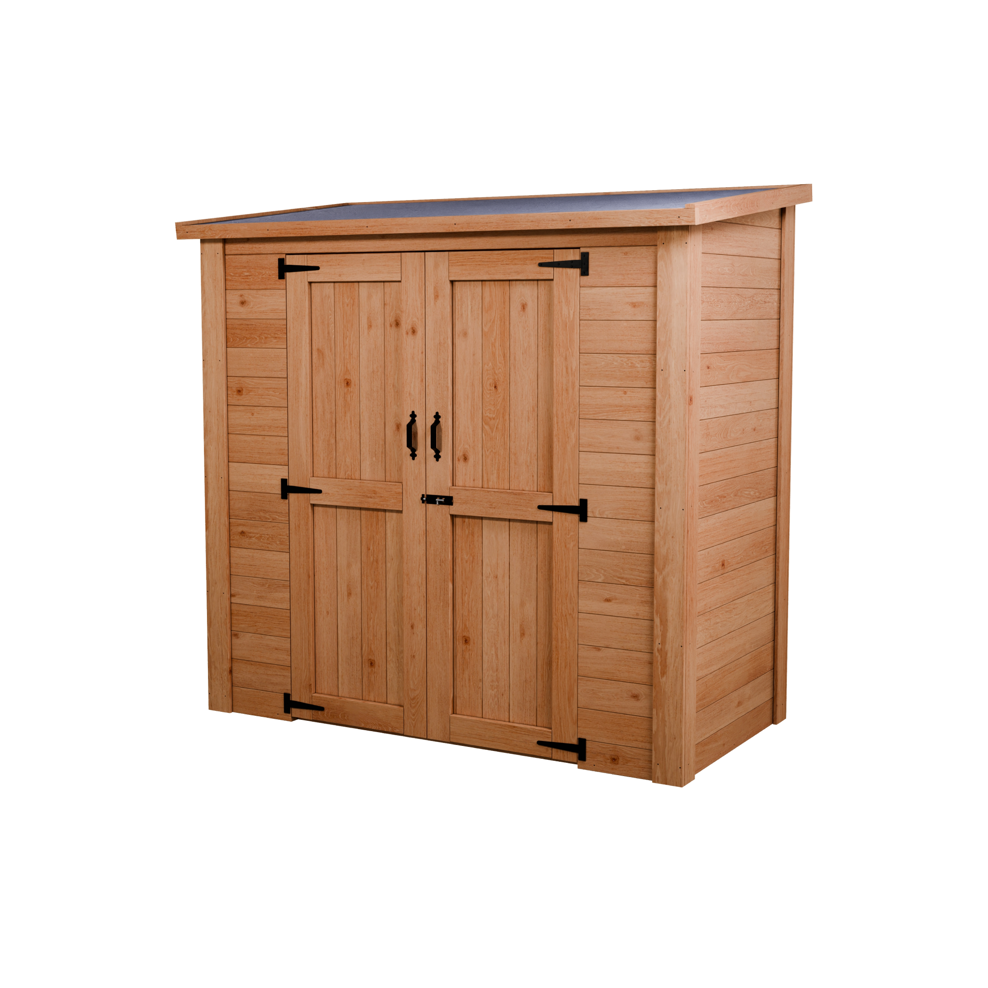CedarCraft | Heavy Duty | 6 ft. x 3 ft. | Solid Cedar Wood | Lean To Storage Shed | with Double Doors and Modern Pent Roof | Protective Finish | 18 sq. ft.