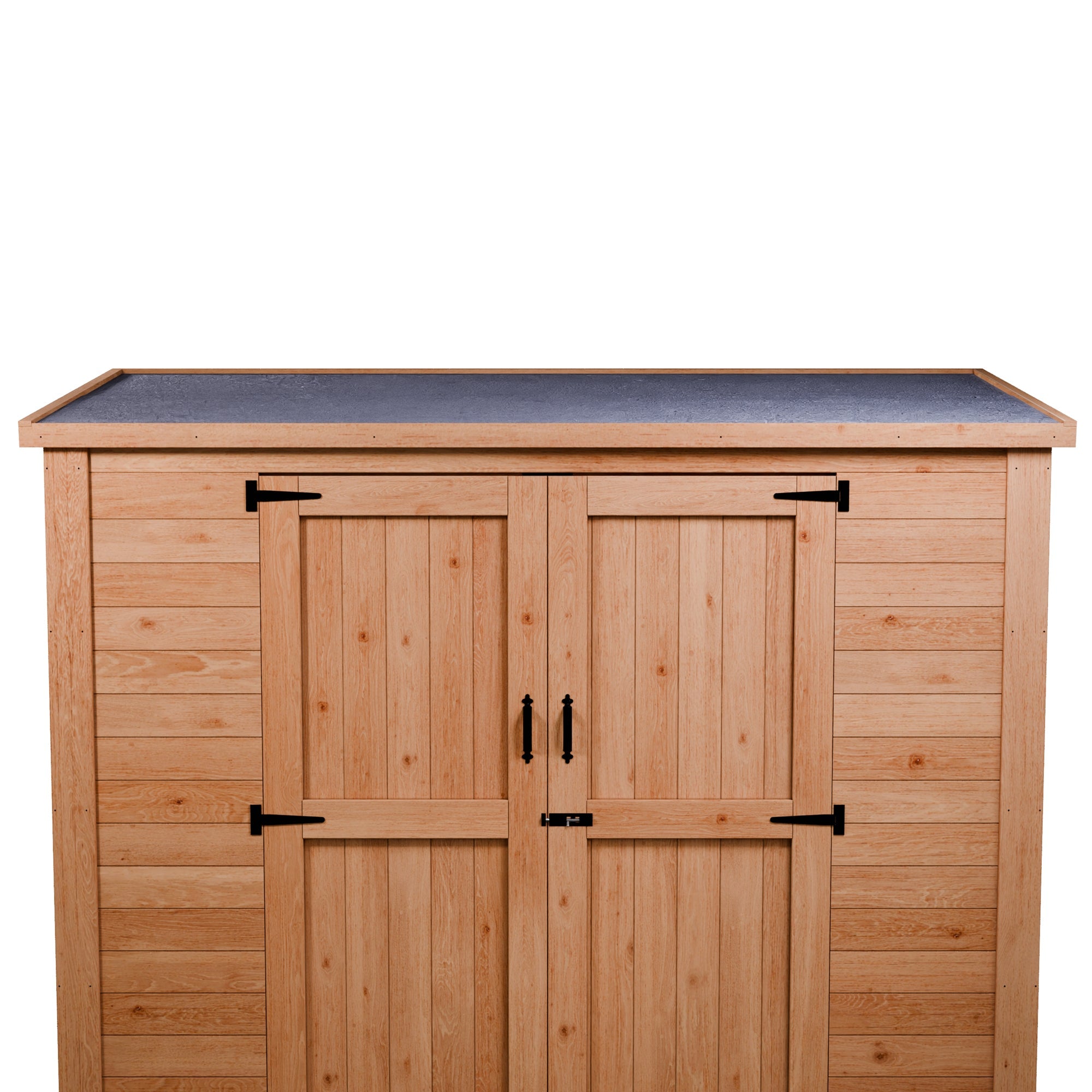 CedarCraft | Heavy Duty | 7.5 ft. x 4 ft. | Solid Cedar Wood | Lean To Storage Shed | with Double Doors and Modern Pent Roof | Protective Finish | 30 sq. ft.