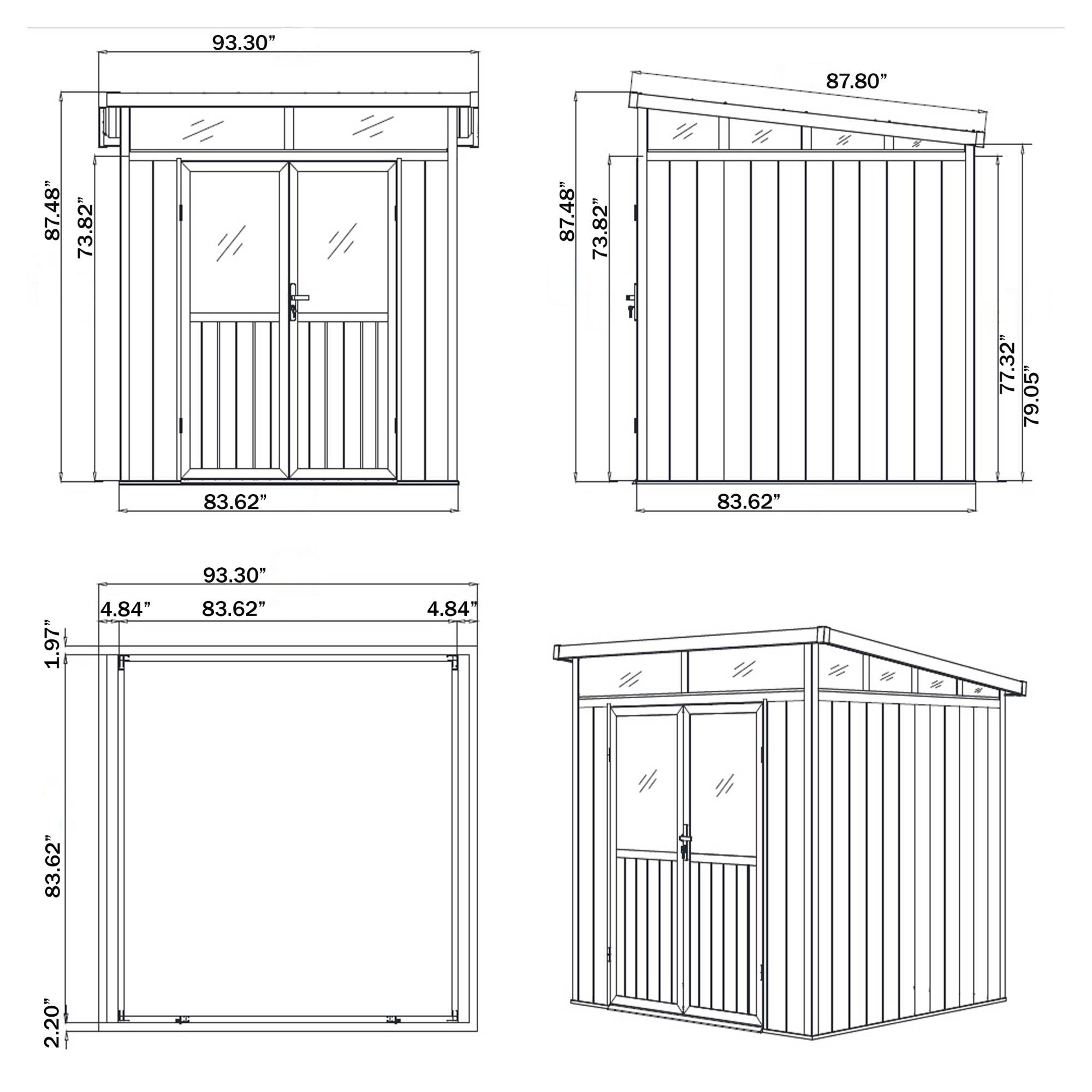 7 ft. x 7 ft. Wood Plastic Composite Heavy Duty Shed Gray Color