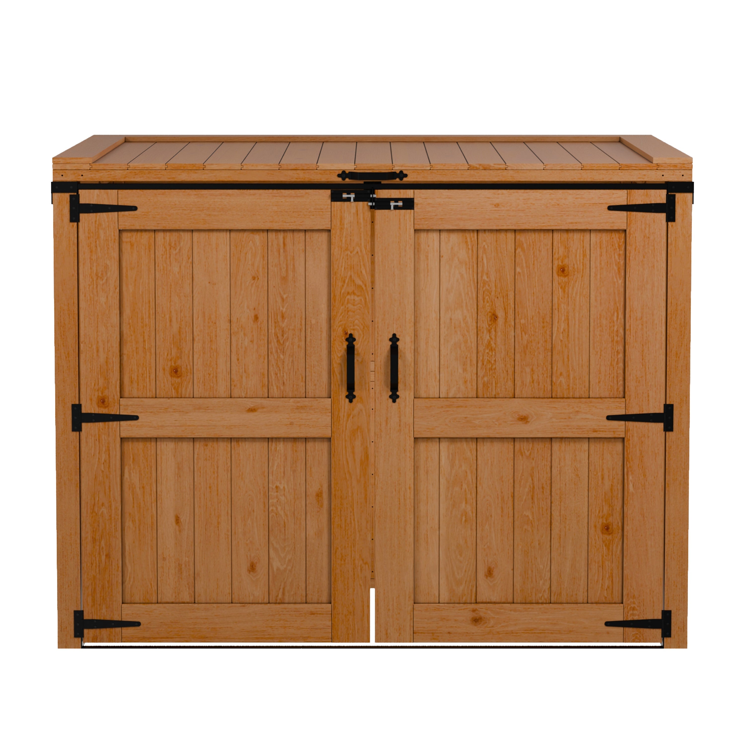 Garbin | Medium 5.5 ft. x 3.2 ft. | Solid Cedar Wood | Heavy Duty | Trash Can & Recycling Bin | Horizontal Storage Shed | with Double Doors & Lid | with Protective Finish | 17.5 sq .ft.
