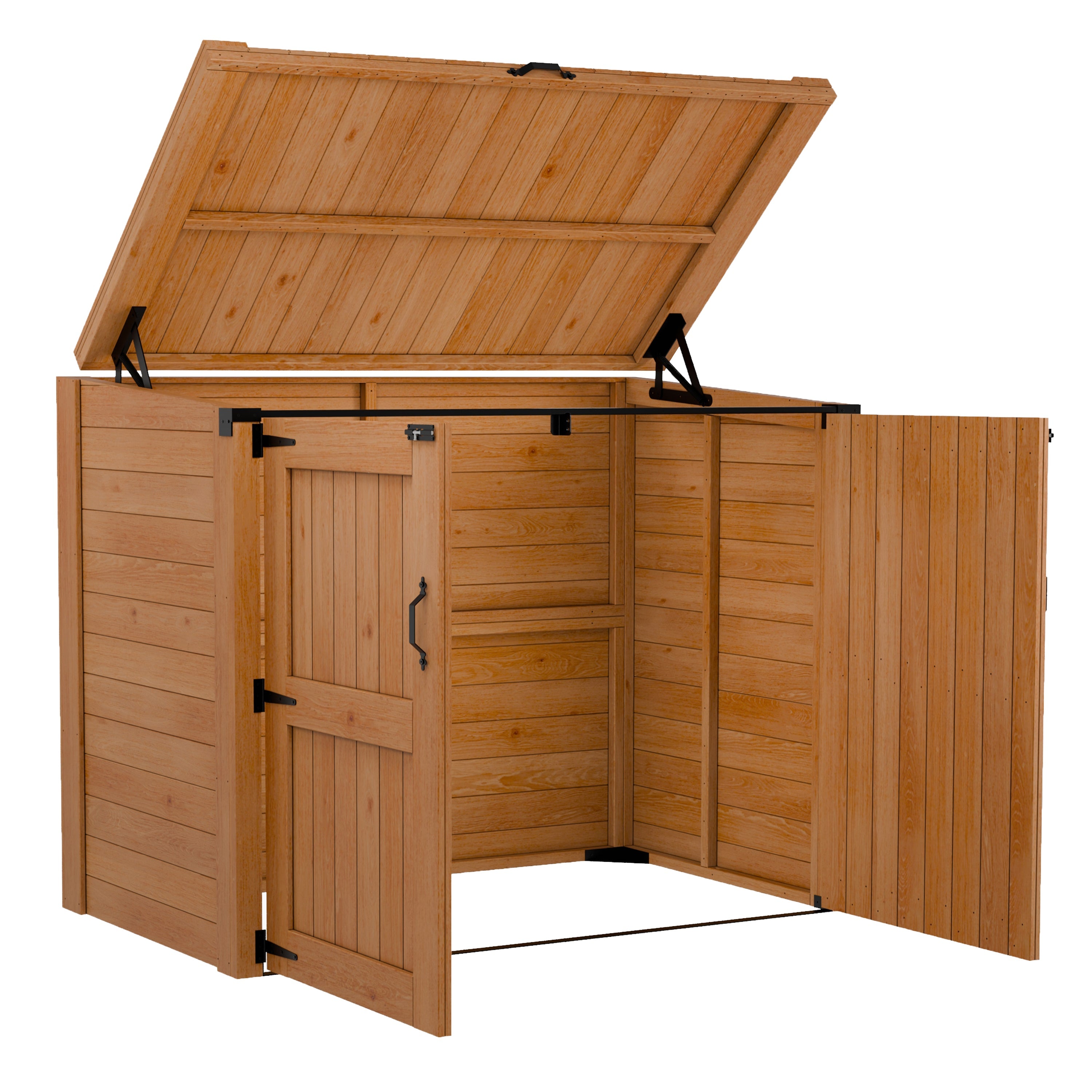 Garbin | Medium 5.5 ft. x 3.2 ft. | Solid Cedar Wood | Heavy Duty | Trash Can & Recycling Bin | Horizontal Storage Shed | with Double Doors & Lid | with Protective Finish | 17.5 sq .ft.
