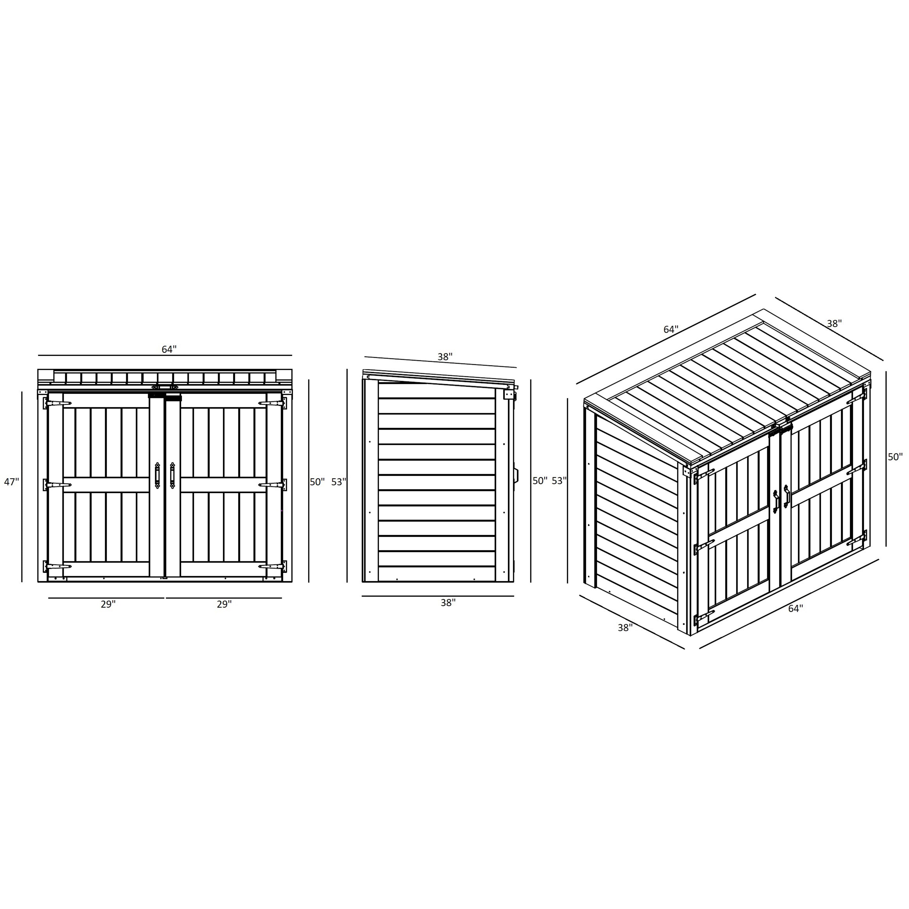 Garbin | Medium 5.5 ft. x 3.2 ft. | Solid Cedar Wood | Heavy Duty | Trash Can & Recycling Bin | Horizontal Storage Shed | with Double Doors & Lid | with Protective Finish | 17.5 sq .ft.