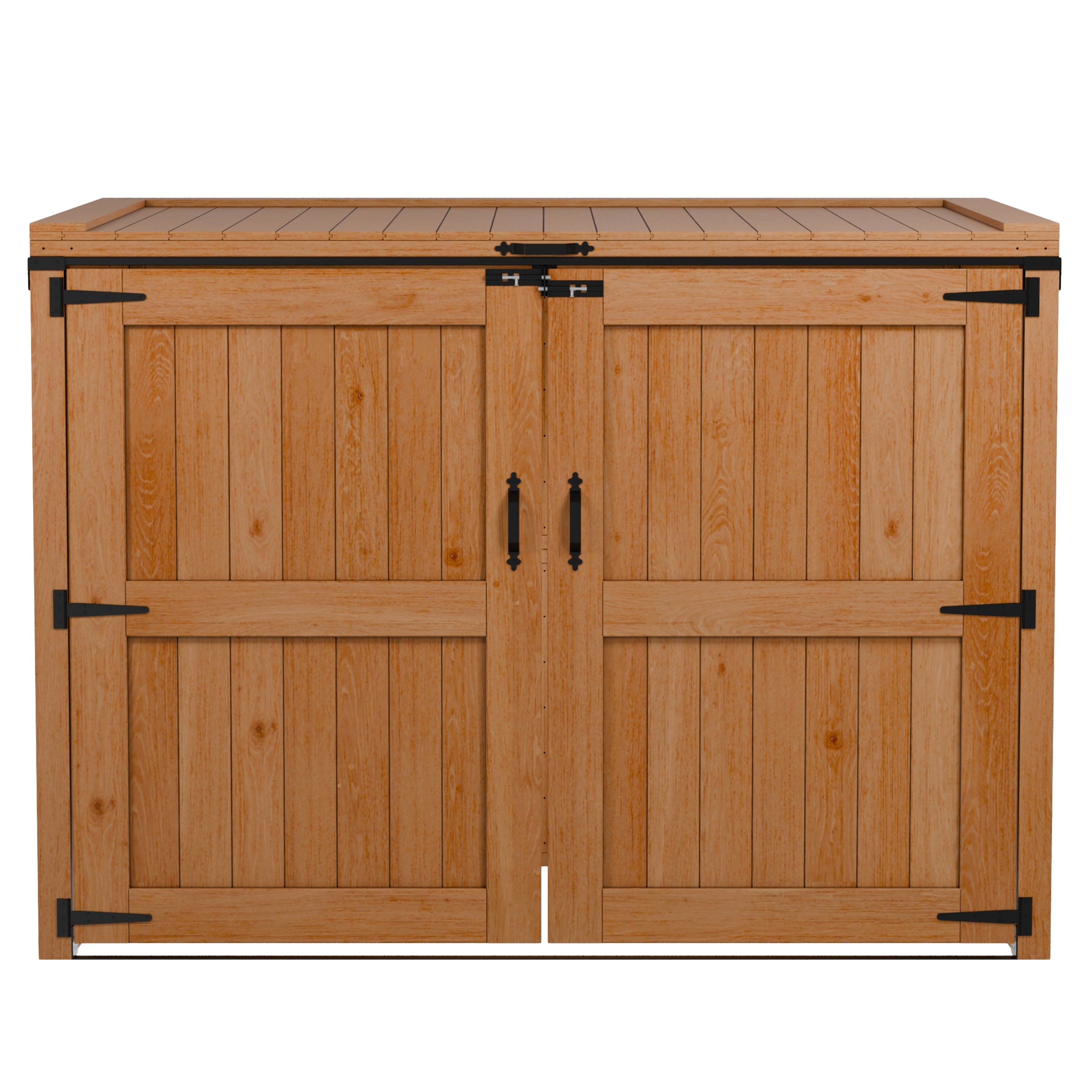 Garbin | Large 6 ft. x 3.5 ft. | Solid Cedar Wood | Heavy Duty | Trash Can & Recycling Bin | Horizontal Storage Shed | with Double Doors & Lid | with Protective Finish | 21 sq. Ft.