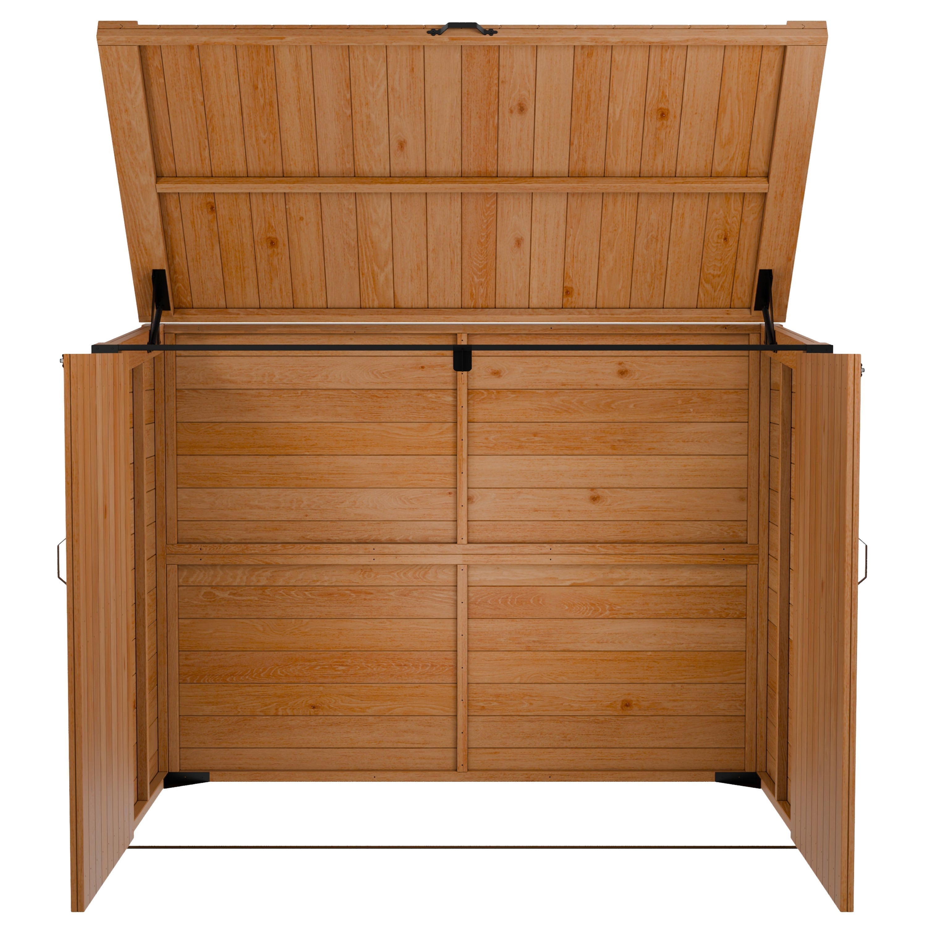 Garbin | Large 6 ft. x 3.5 ft. | Solid Cedar Wood | Heavy Duty | Trash Can & Recycling Bin | Horizontal Storage Shed | with Double Doors & Lid | with Protective Finish | 21 sq. Ft.