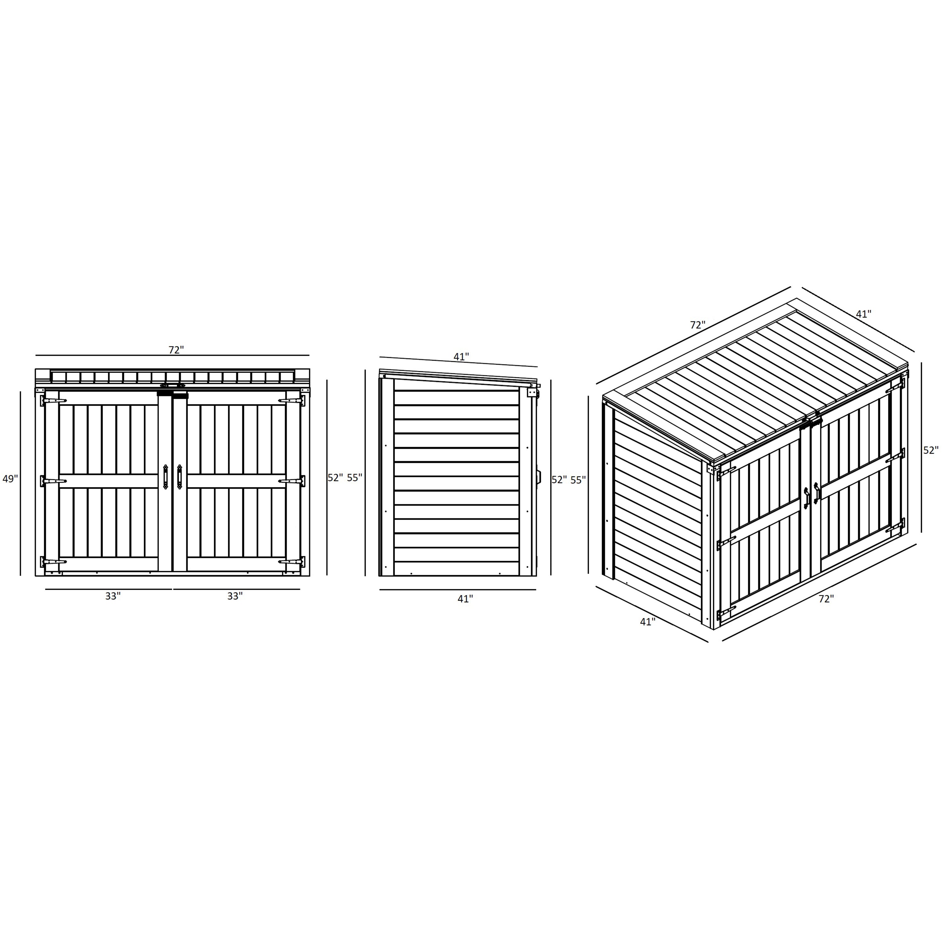 Garbin | Large 6 ft. x 3.5 ft. | Solid Cedar Wood | Heavy Duty | Trash Can & Recycling Bin | Horizontal Storage Shed | with Double Doors & Lid | with Protective Finish | 21 sq. Ft.