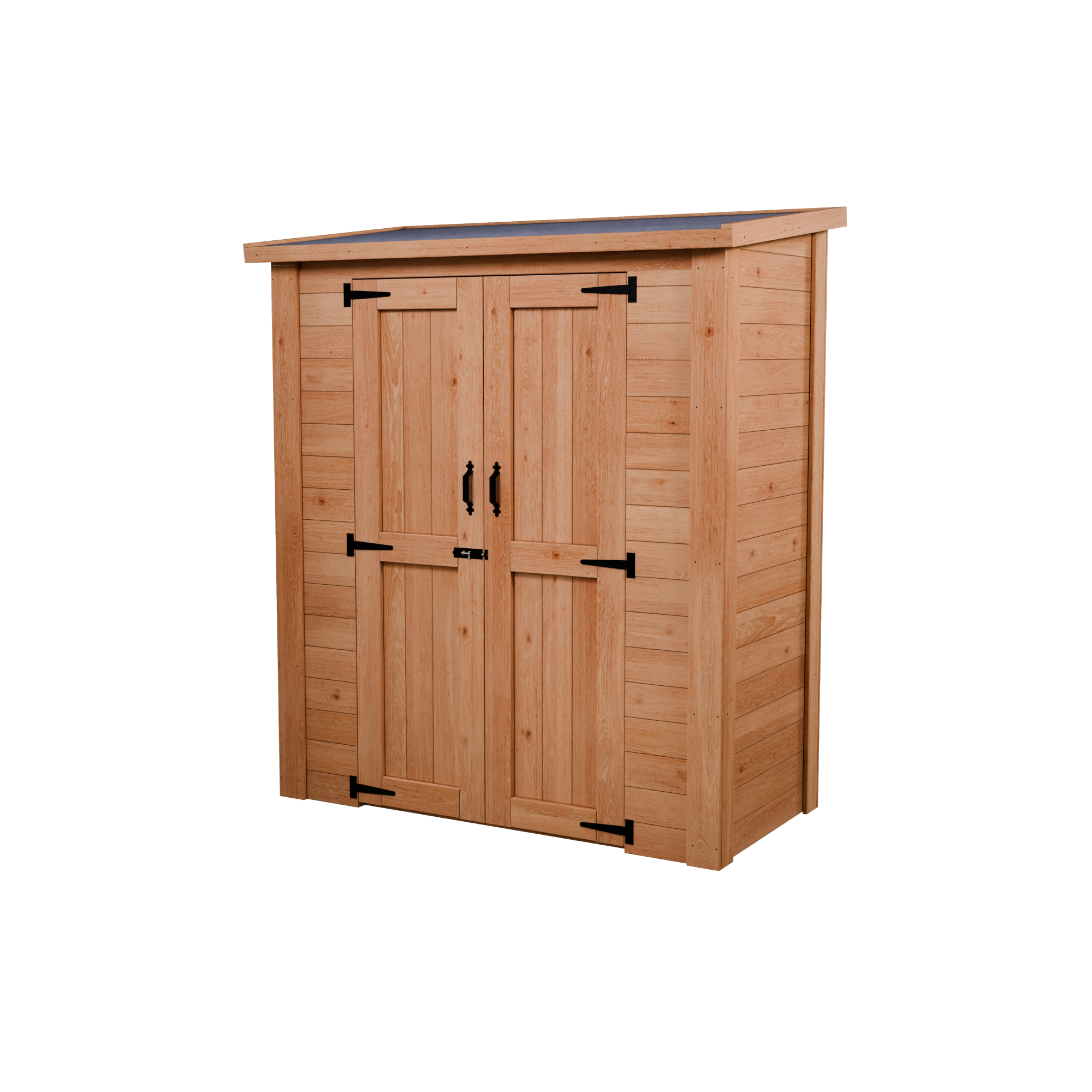 CedarCraft | Heavy Duty | 5 ft. x 2.5 ft. | Solid Cedar Wood | Lean To Storage Shed | with Double Doors and Modern Pent Roof | Protective finish | 12.5 sq. Ft.