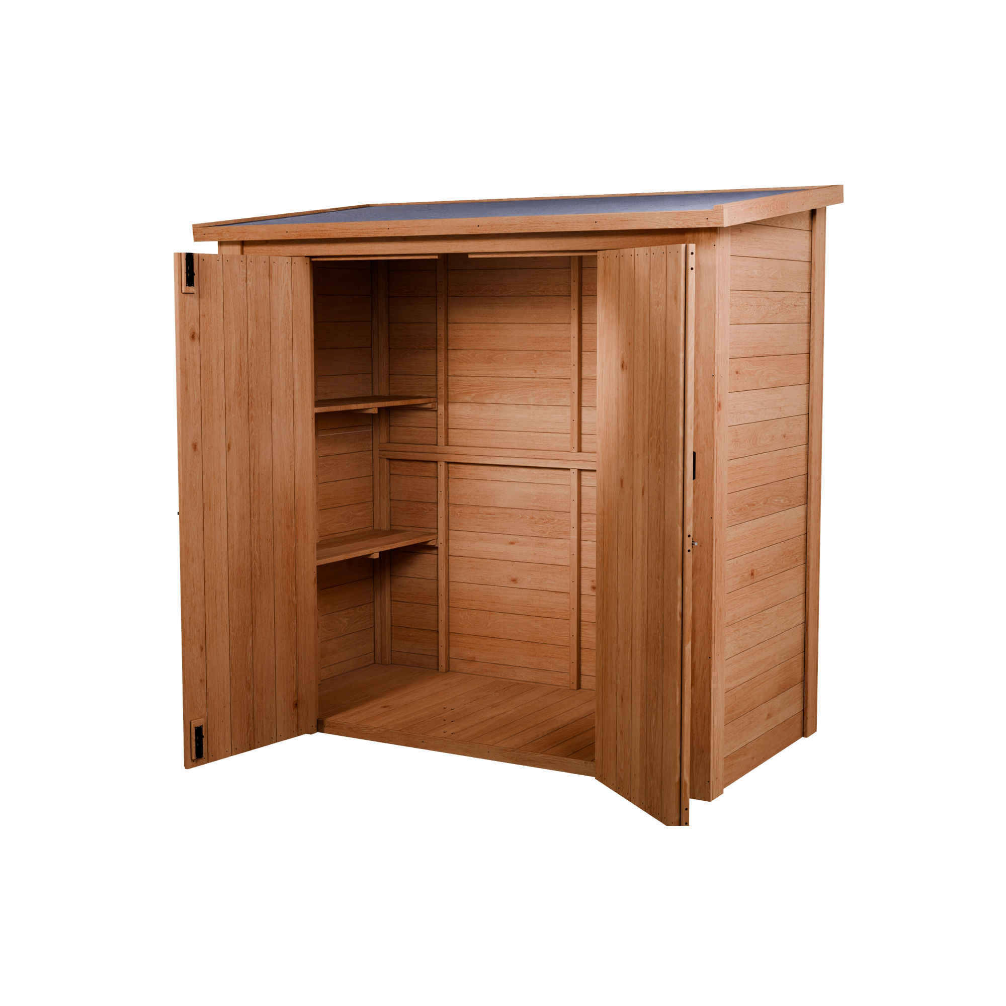 CedarCraft | Heavy Duty | 6 ft. x 3 ft. | Solid Cedar Wood | Lean To Storage Shed | with Double Doors and Modern Pent Roof | Protective Finish | 18 sq. ft.