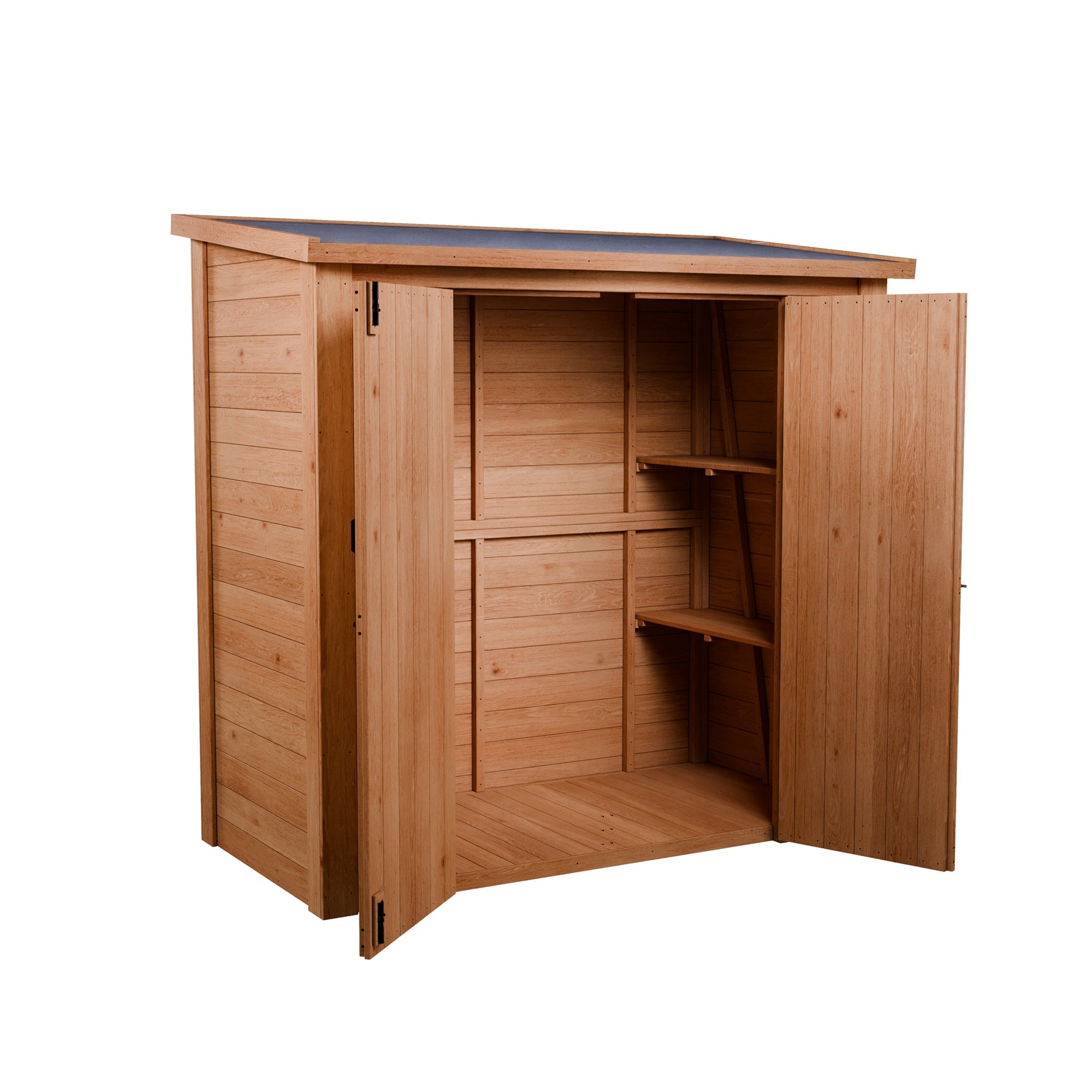 CedarCraft | Heavy Duty | 6 ft. x 3 ft. | Solid Cedar Wood | Lean To Storage Shed | with Double Doors and Modern Pent Roof | Protective Finish | 18 sq. ft.