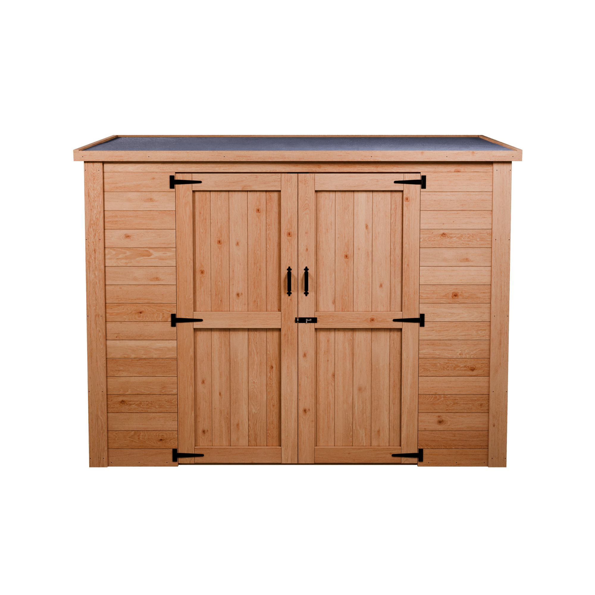 CedarCraft | Heavy Duty | 7.5 ft. x 4 ft. | Solid Cedar Wood | Lean To Storage Shed | with Double Doors and Modern Pent Roof | Protective Finish | 30 sq. ft.