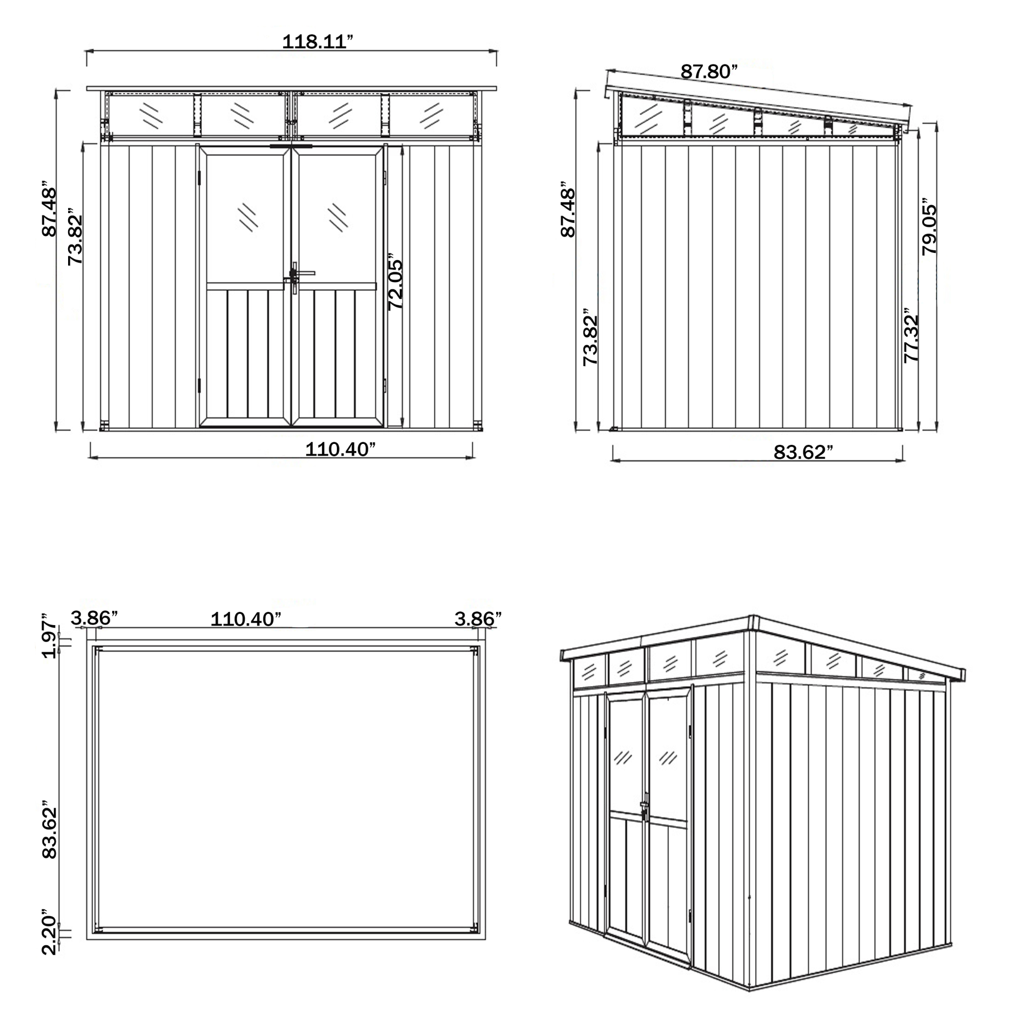 9 ft. x 7 ft. Wood Plastic Composite Heavy Duty Shed Gray Color