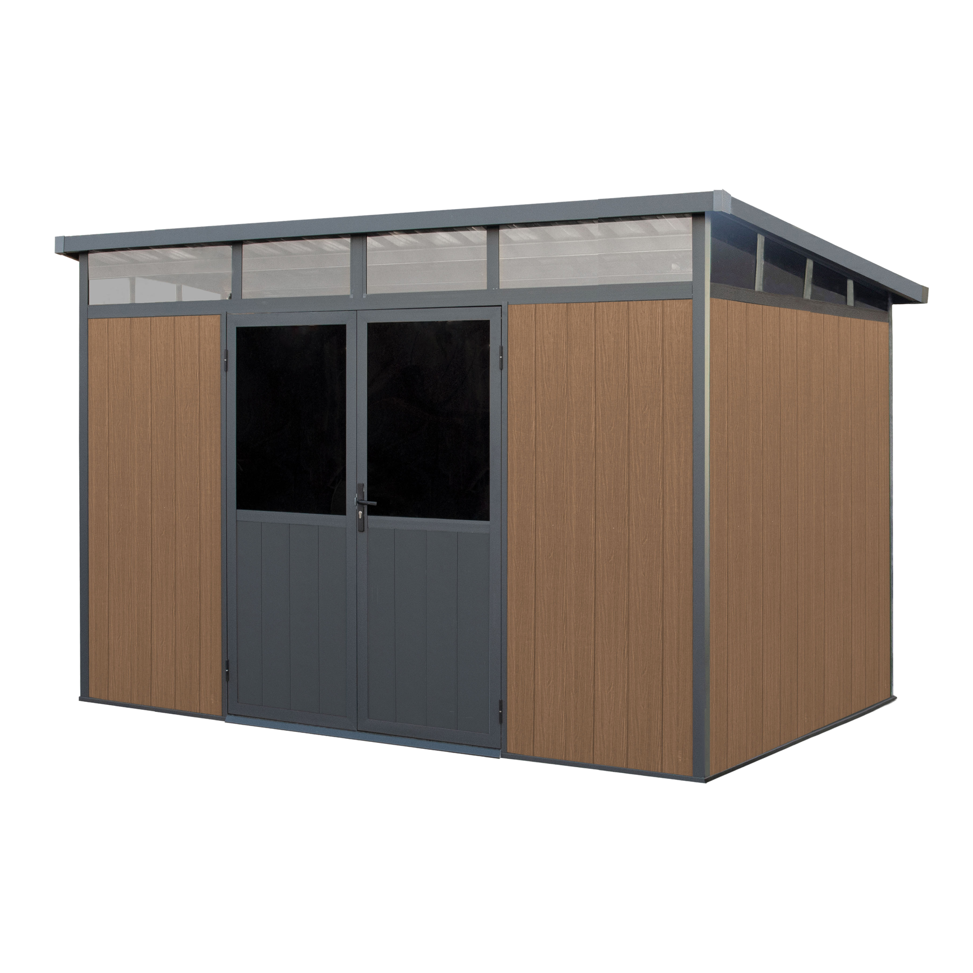 11 ft. x 7 ft. Wood Plastic Composite Heavy Duty Shed Brown Color